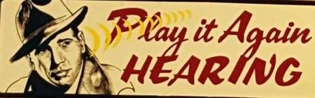 A vintage-style illustration of a man in a fedora next to the red-text sign: