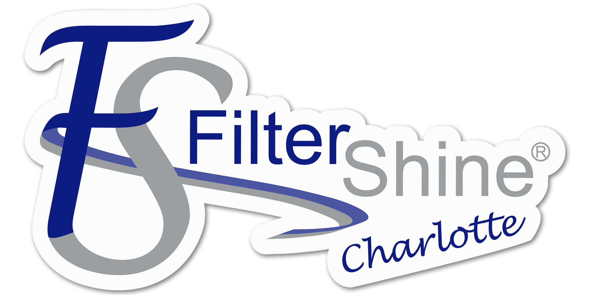 The Logo For Filter Shine Charlotte Is Blue And Gray.