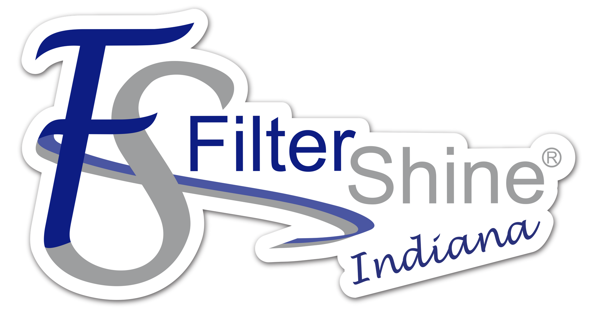 A blue and gray logo for filter shine indianapolis