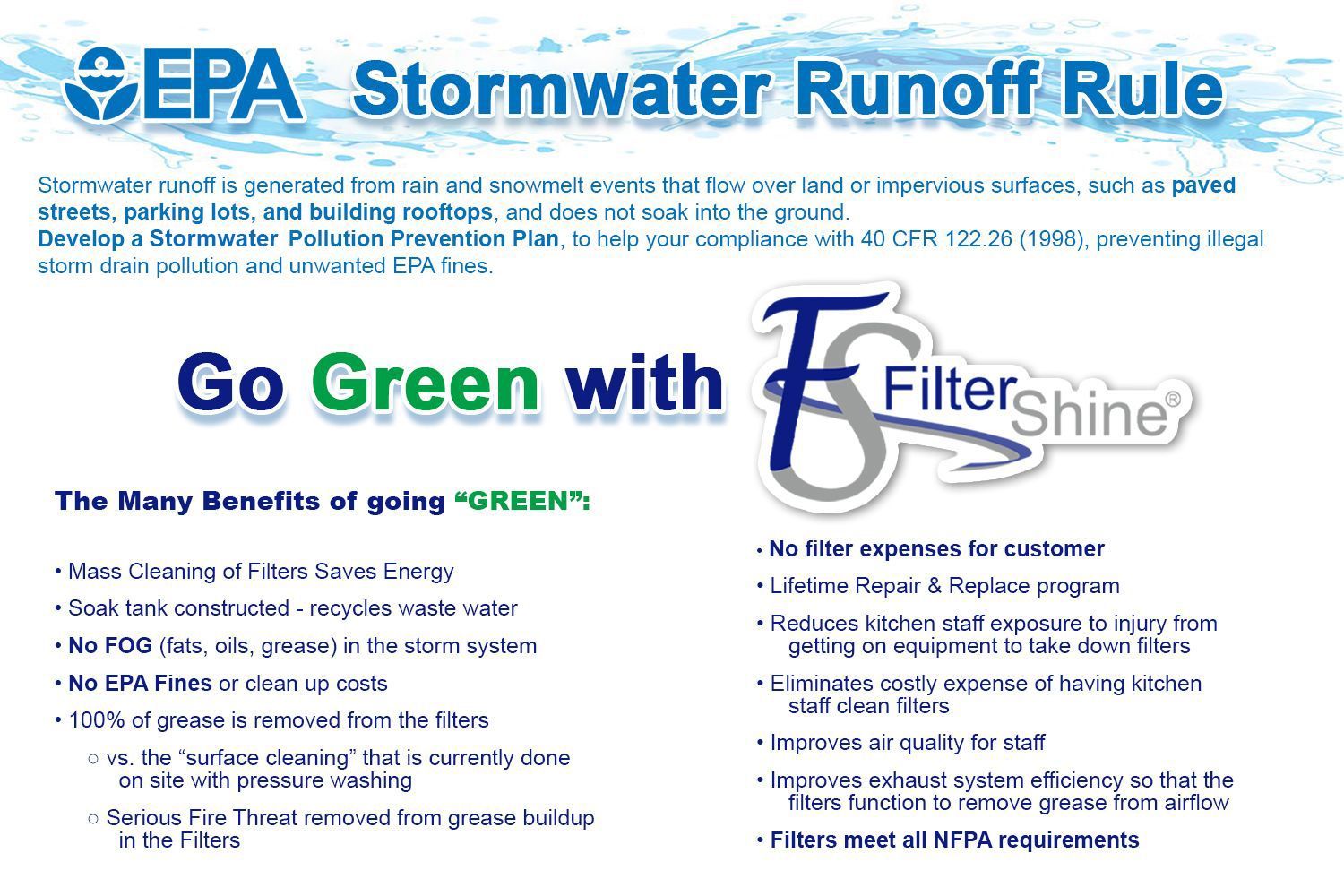 A poster that says `` go green with filtershine ''