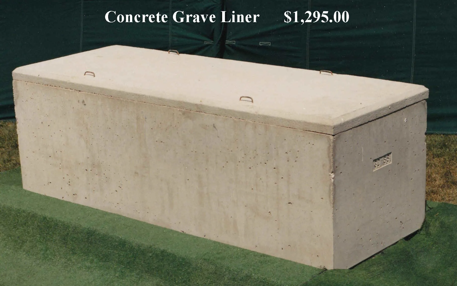 A picture of a concrete grave liner for $ 1,295.00