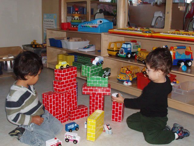 Two toddlers playing blocks - My Second Home - Concord, CA