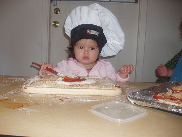 Toddler making pizza  - My Second Home - Concord, CA