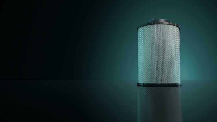 A close up of a microphone on a blue background.