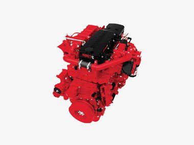 A red and black engine on a white background