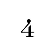 Musical symbol: Quarter rest with a numeral 4.