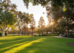 Vista aérea de Areado, Minas Gerais, com uma igreja ao fundo