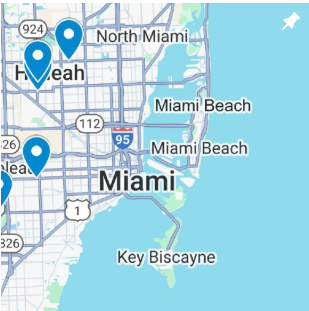 A map of north miami and key biscayne