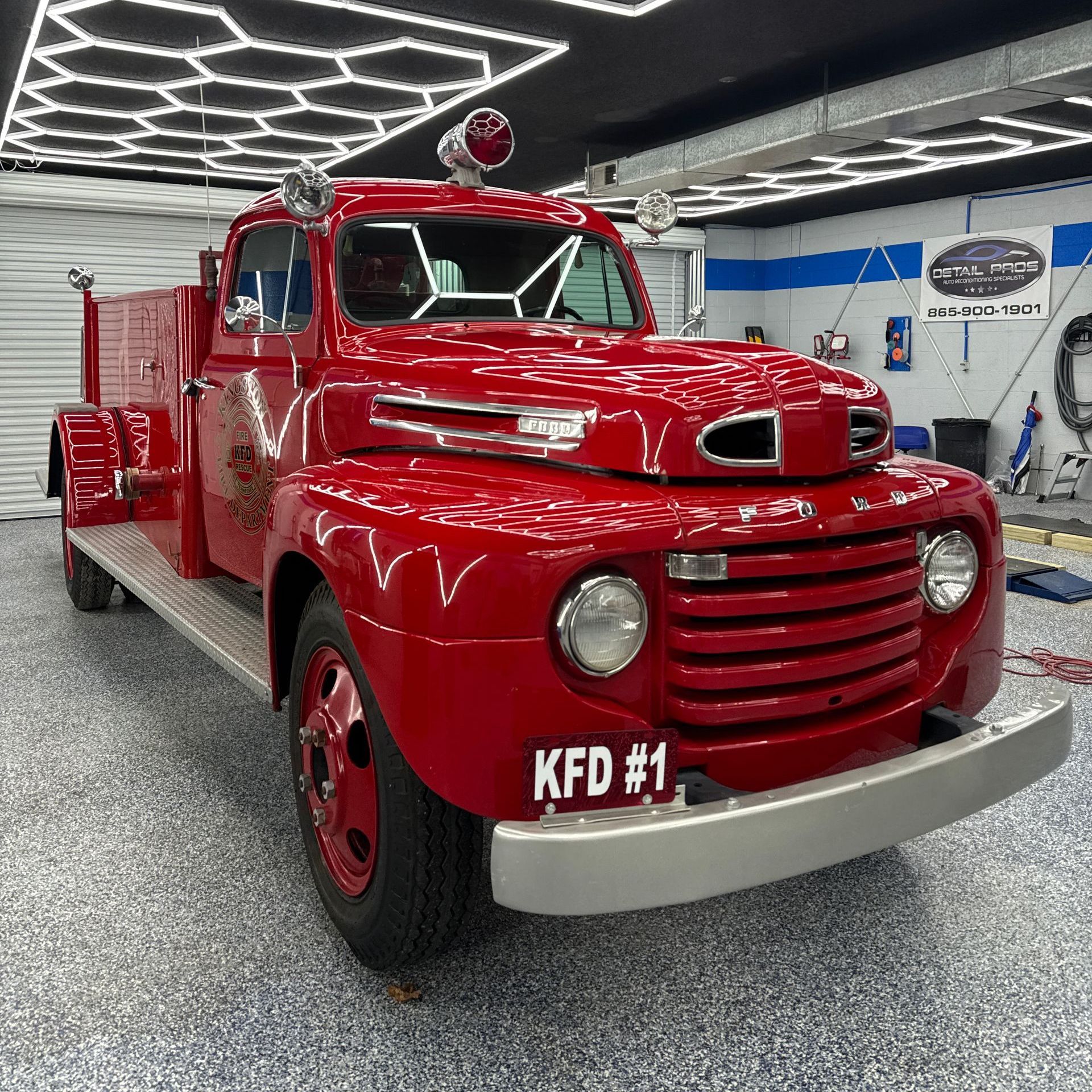 Red vintage fire truck,