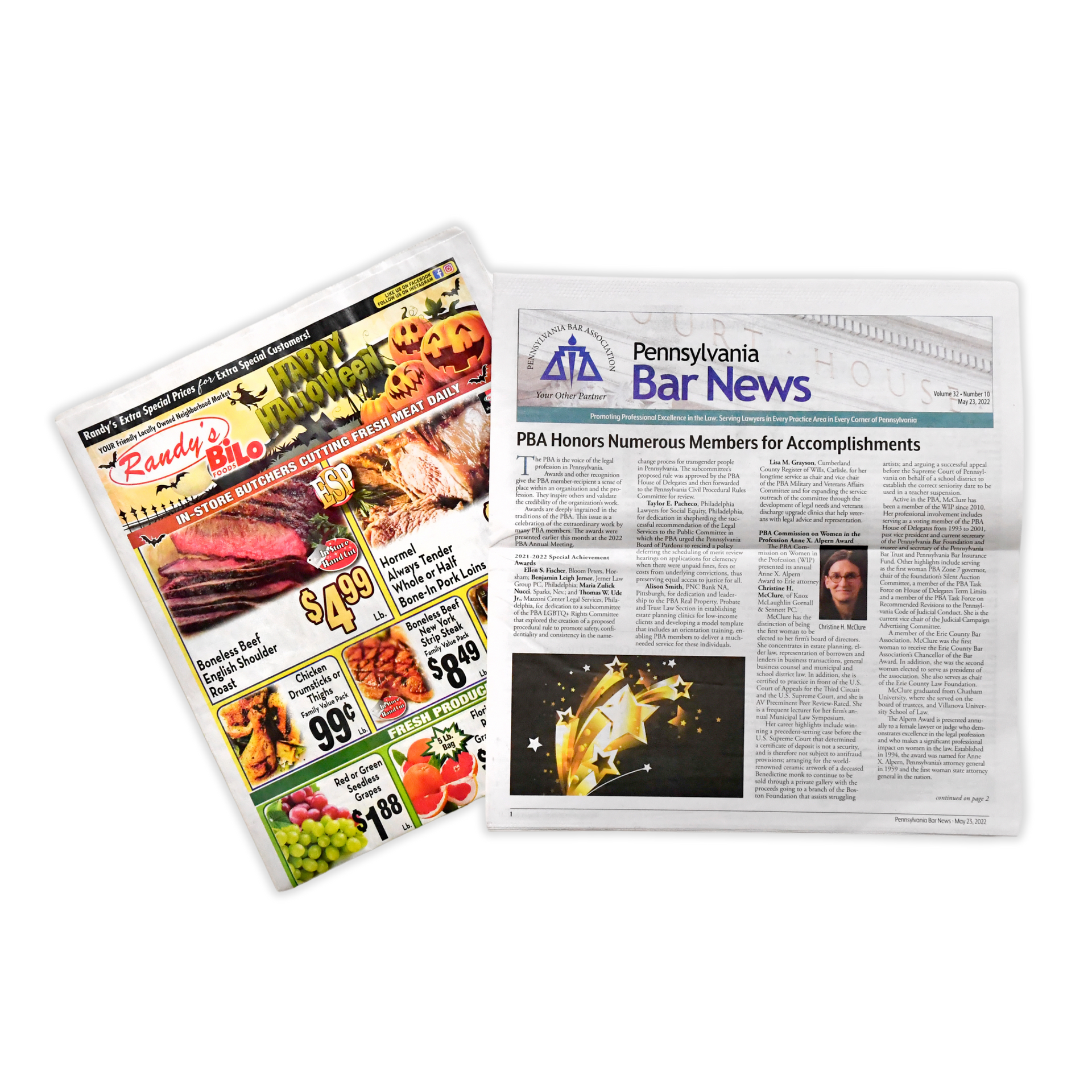 A newspaper with the word bar news on it