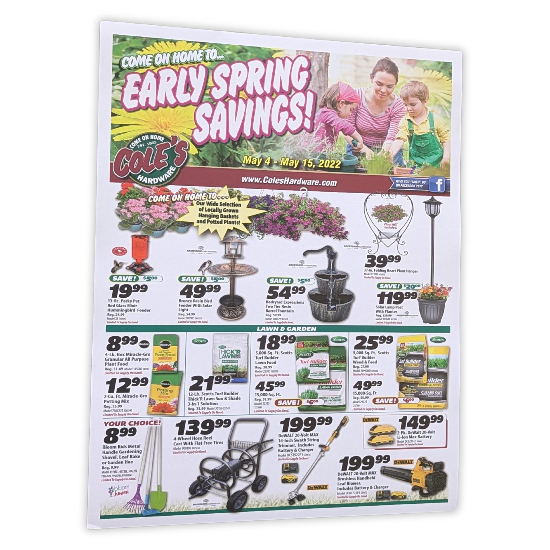 An advertisement for early spring savings with a picture of a family by press enterprise commercial printing