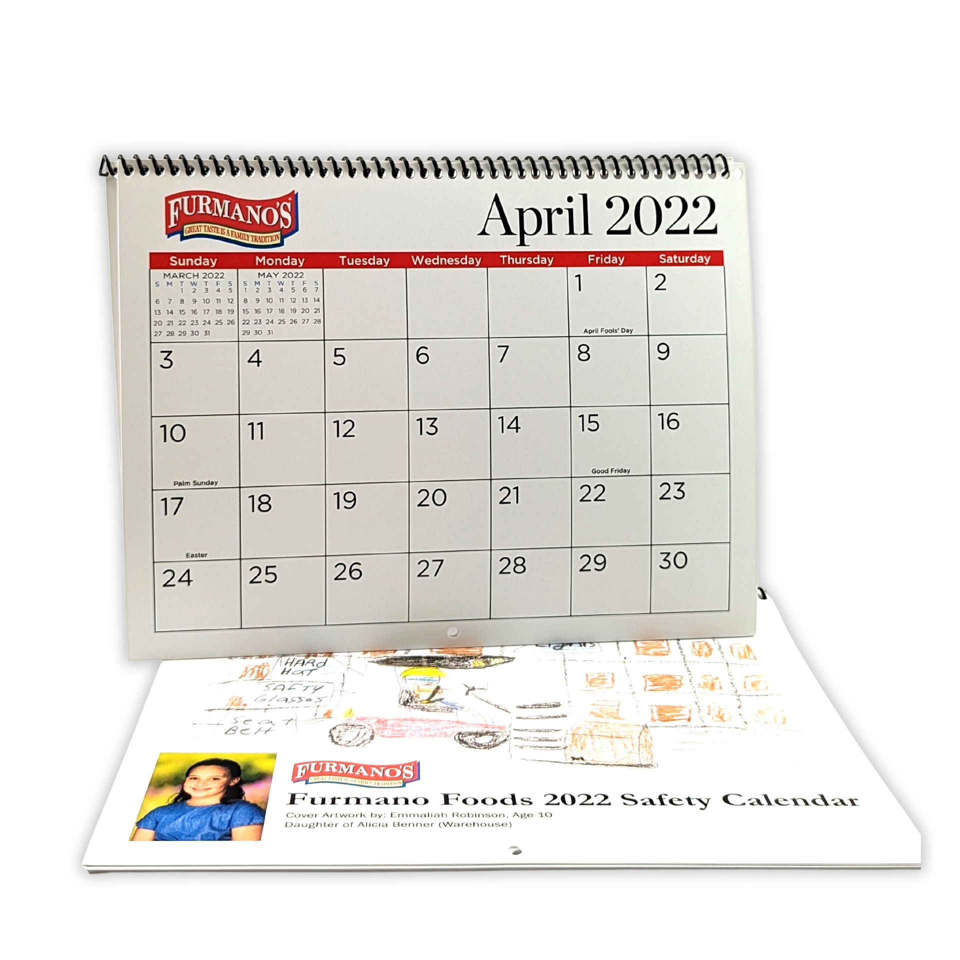 A calendar with a picture of a girl on it by Press Enterprise Commercial Printing