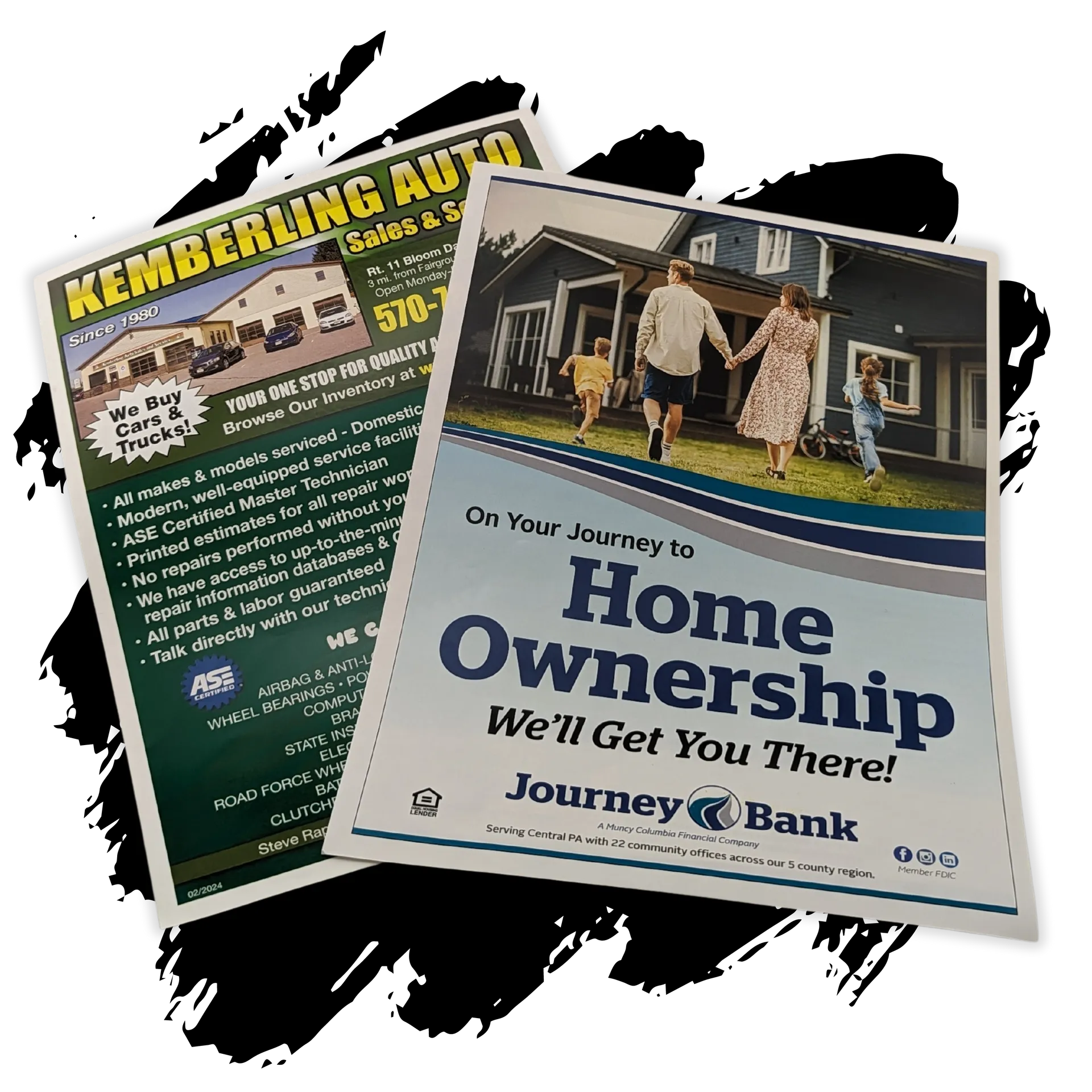 A couple of flyers with one that says home ownership