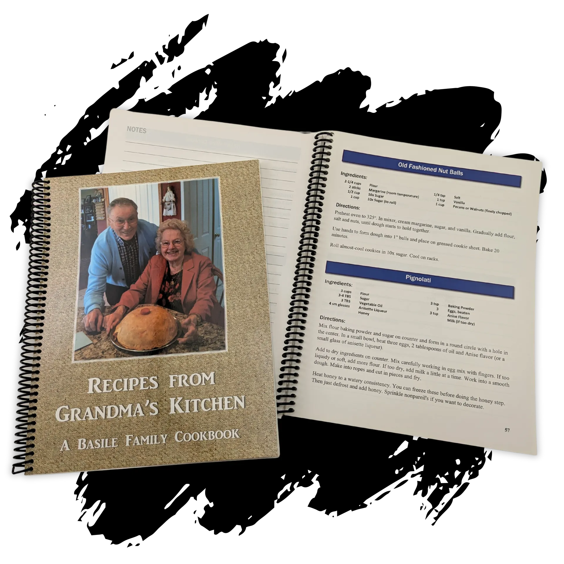 A spiral bound book titled recipes from grandma 's kitchen