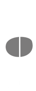 Un ovale gris avec une ligne au milieu sur fond blanc.