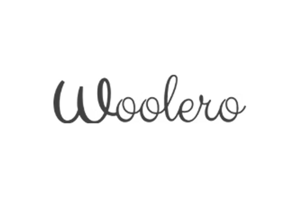 Black handwritten “Woolero” logo on a white background