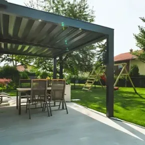 Beautiful new concrete patio in a residential backyard in Boulcott.