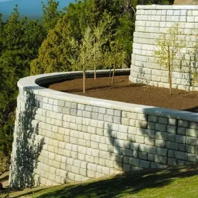 Concrete block retaining wall for commercial site in Maungaraki.