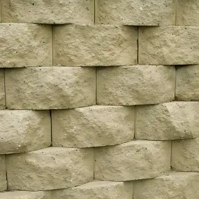 A concrete block retaining wall, built by our workers in Trentham.