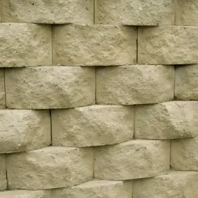 A concrete block retaining wall, built by our workers in Trentham.