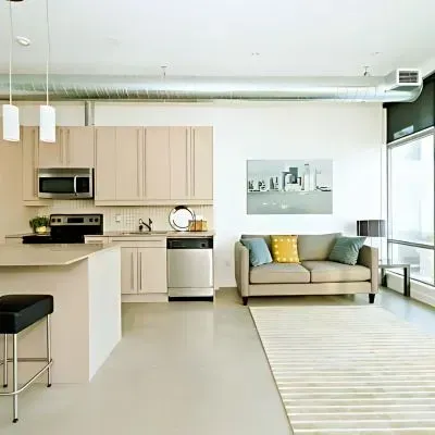 Installed concrete floor in kitchen and living area in Taita, by our concrete flooring specialists.