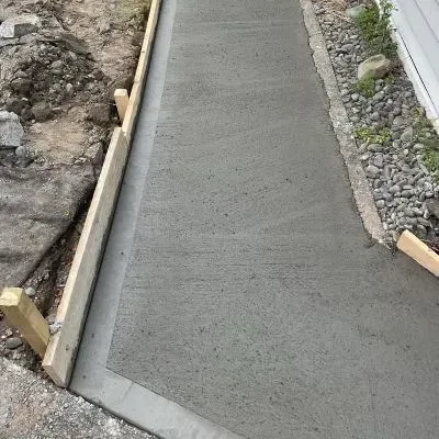 Aerial view of a concrete footpath in Waterloo, Lower Hutt, highlighting the design and craftsmanship.