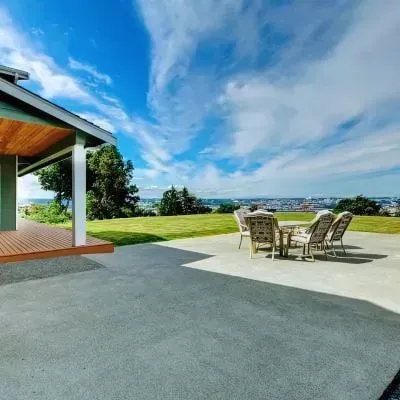 New concrete patio overlooking Hutt City from Korokoro, Lower Hutt.