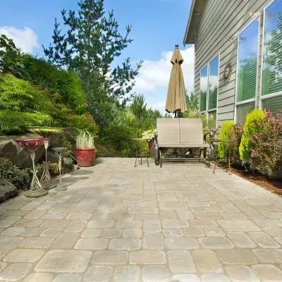 New concrete patio with pavers in Pinehaven.