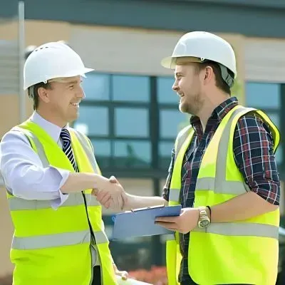 A retaining wall specialist is shaking hands with the councilman regarding the approved project in the Hutt Valley.