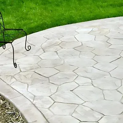 Stamped concrete patio in Pomare, Lower Hutt.