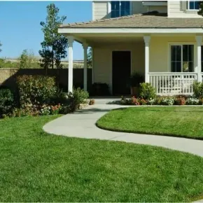 Winding concrete path leading to the front porch and door of a residential home in Heretaunga.