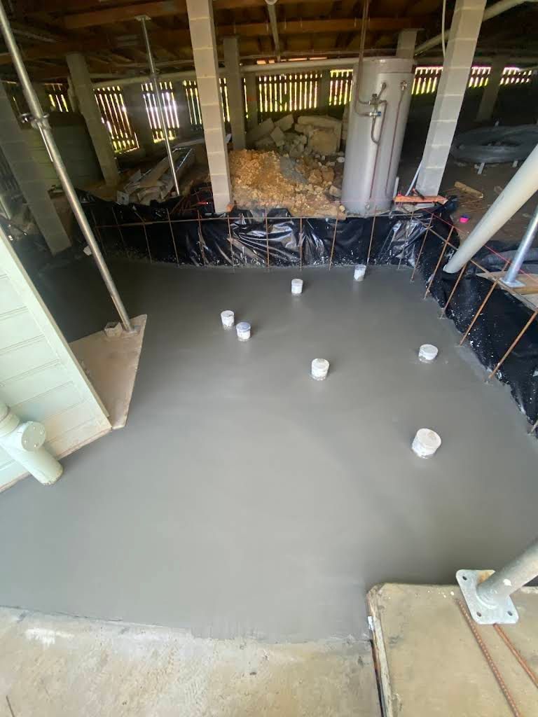 Newly Poured Concrete Floor Under a Raised Structure — All Concrete Creations in Kingscliff, NSW