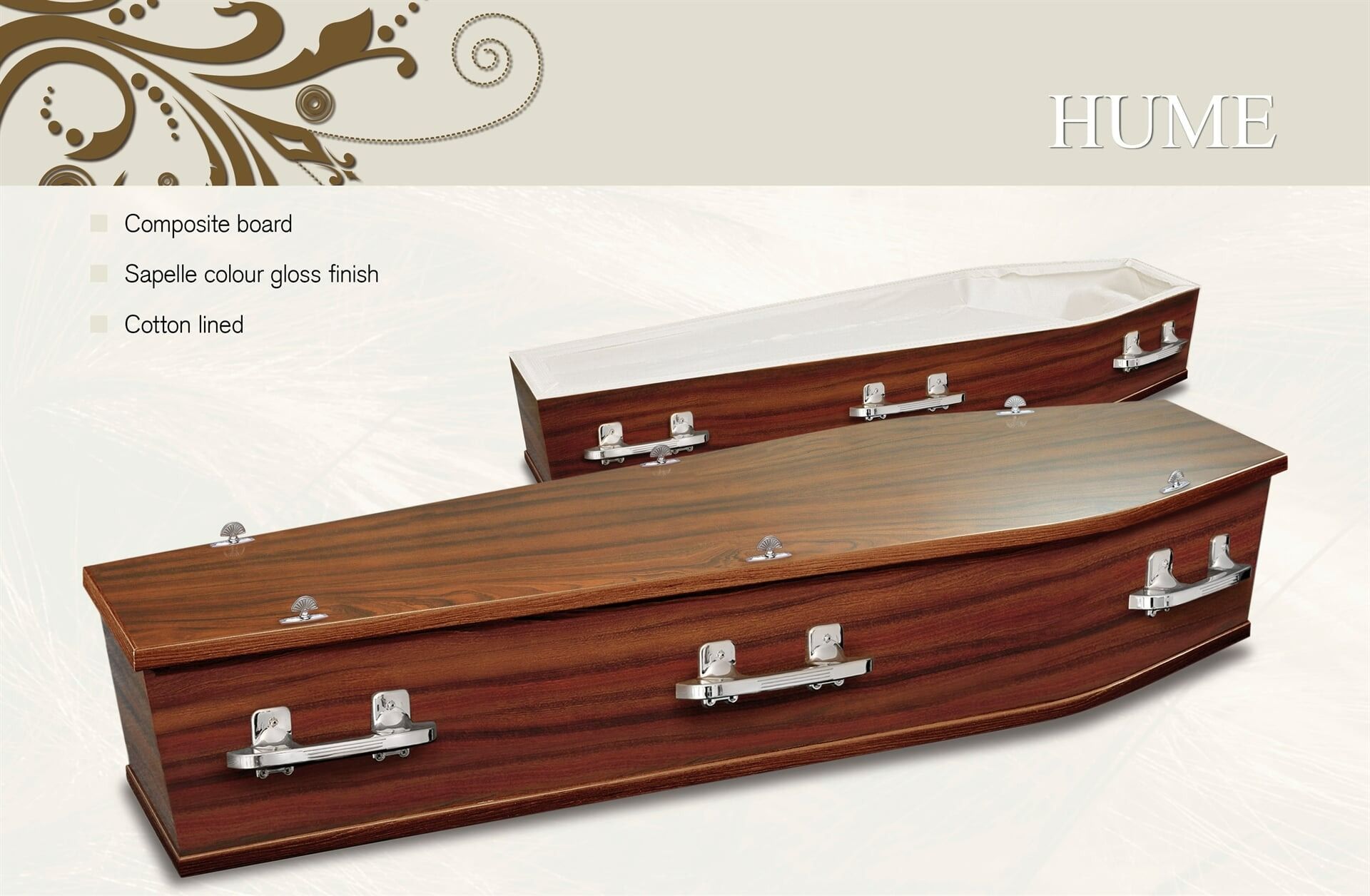 Two Brown Coffins, One Open — Finlayson & McKenzie Funeral Directors in Rockhampton City, QLD
