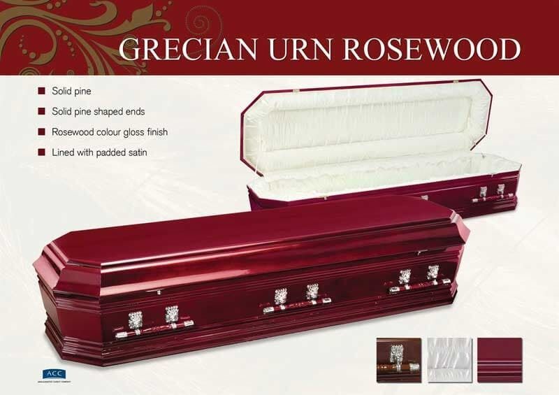 Grecian Urn-shaped Rosewood Coffin — Finlayson & McKenzie Funeral Directors in Rockhampton City, QLD