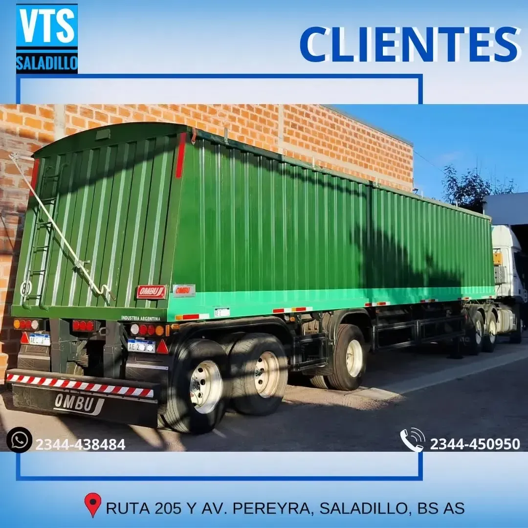 Camión semirremolque verde, anuncio