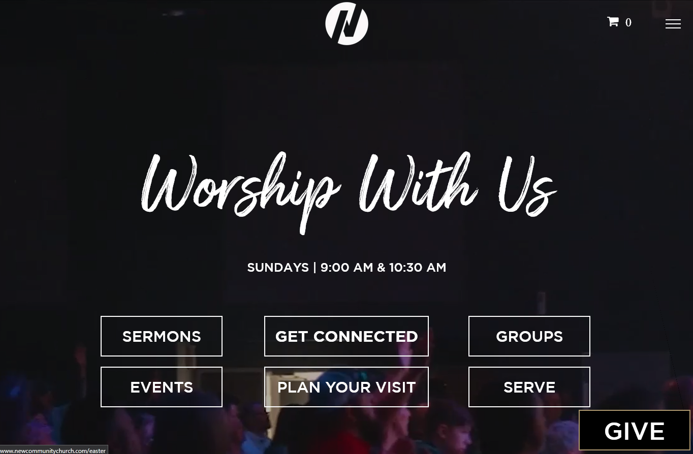 Website homepage with 