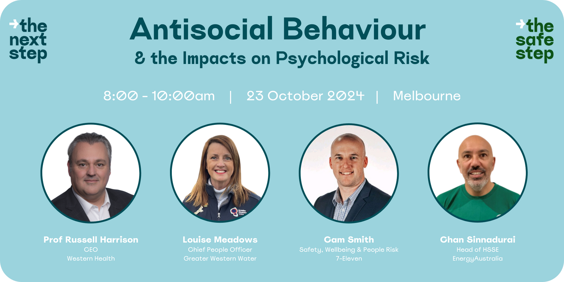 Event poster for 'Antisocial Behaviour & the Impacts on Psychological Risk' panel discussion.