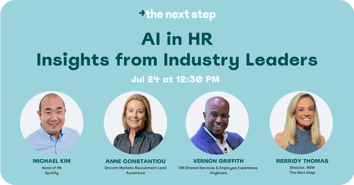 AI in HR webinar image, featuring photos of HR industry leaders