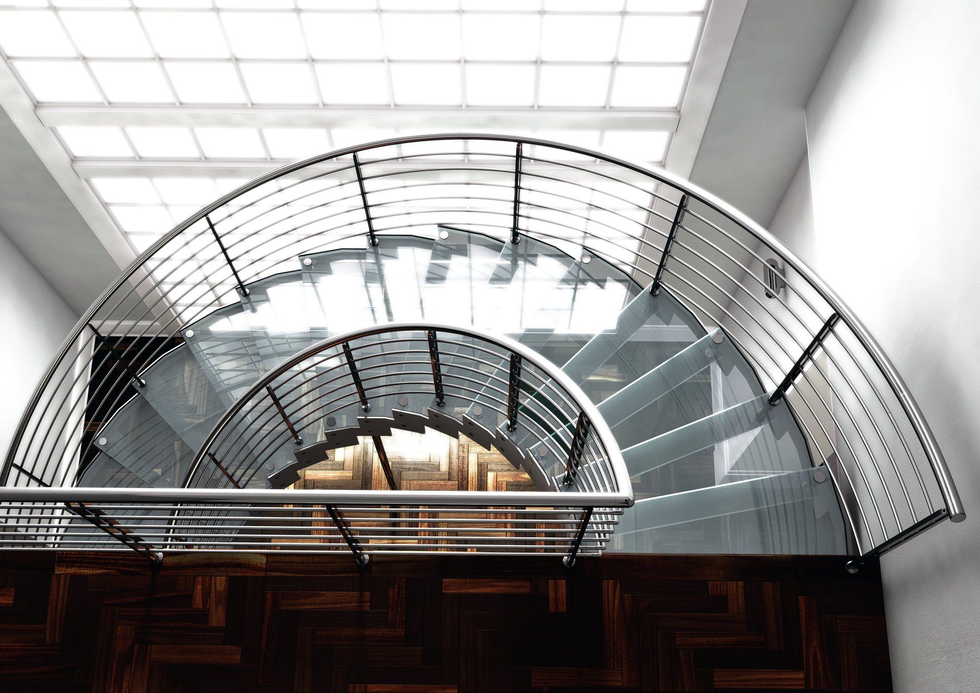 scala elicoidale acciaio e vetro
