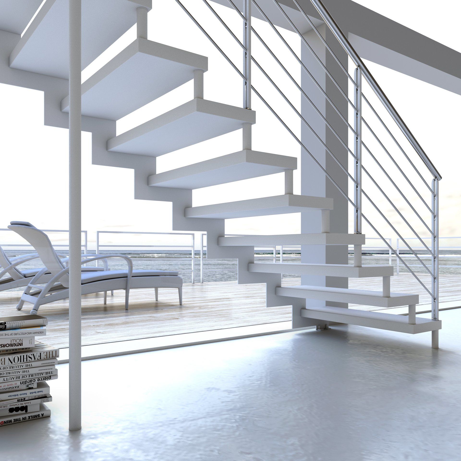 scala a sbalzo bianca