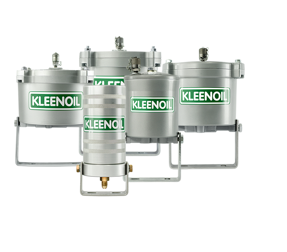 A group of kleenoil containers are sitting next to each other on a white background.