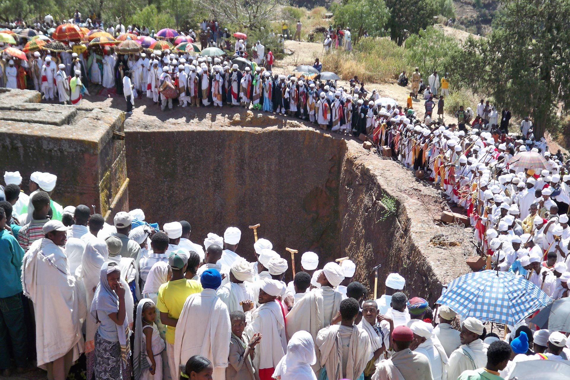 Ethiopian church goers gathered for worship