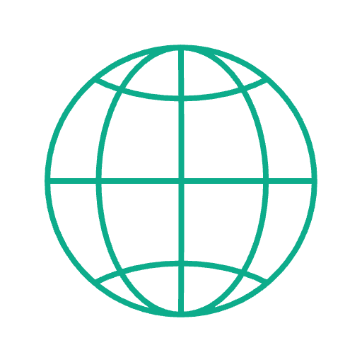 Une icône verte avec un globe dessus.