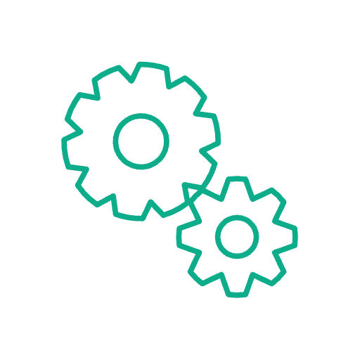 Two spinning green gears