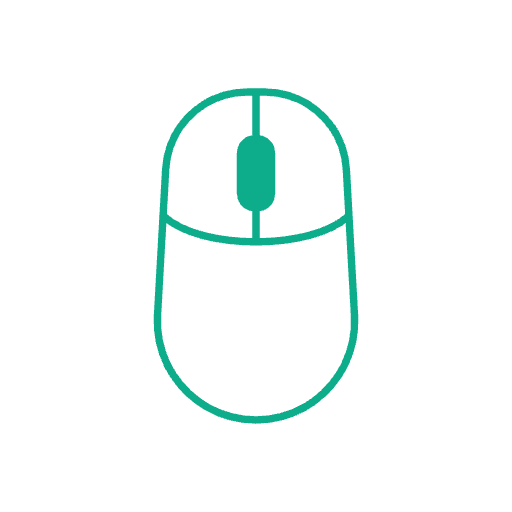 Une icone verte de souris d'ordinateur