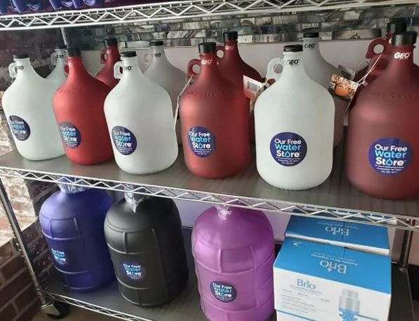 Gallons of Water on A Shelf — Chesterfield, MO — Our Free Water Store Gallons of Water on A Shelf — Chesterfield, MO — Our Free Water Store