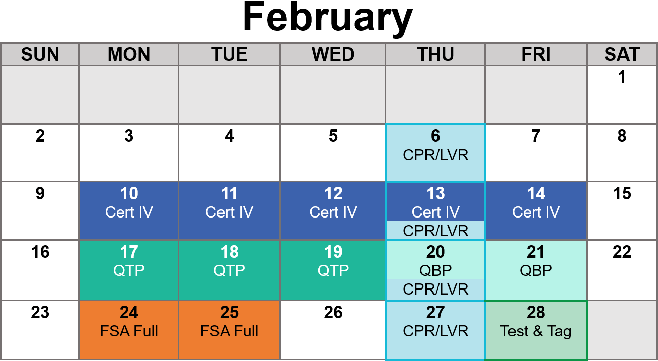 A calendar for the month of february is shown
