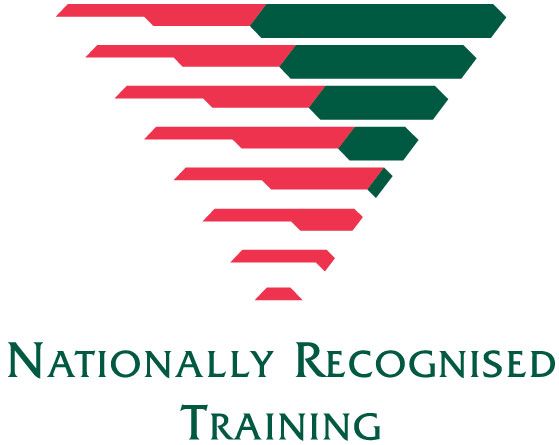 A red and green logo for nationally recognised training