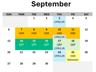 A calendar for september shows a purple date