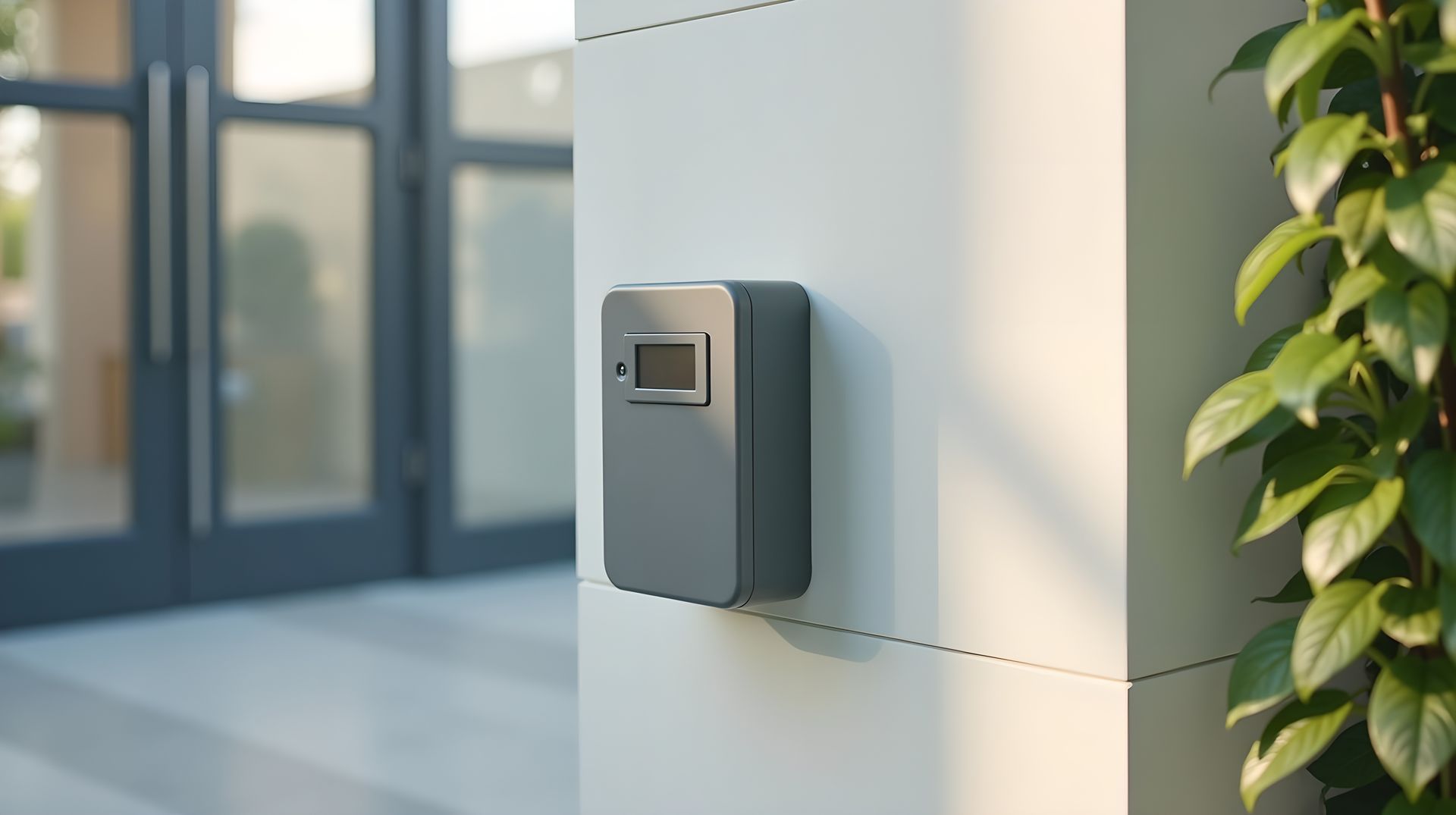 Man installing sod in a backyard, sunny day. Rolls of sod on the ground near a wooden deck.